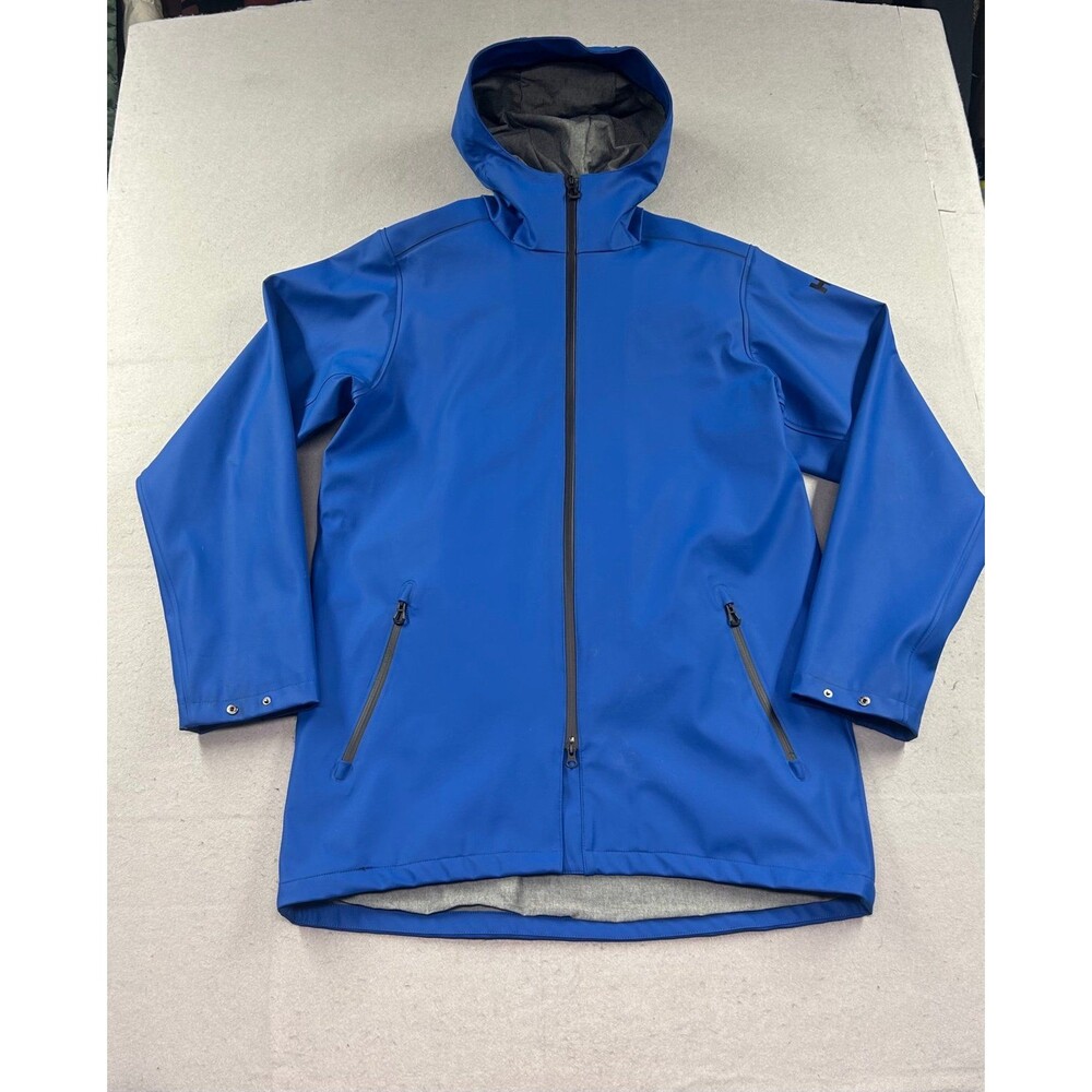 Helly Hanson Blue Hooded Rain Jacket Zipper Pockets
